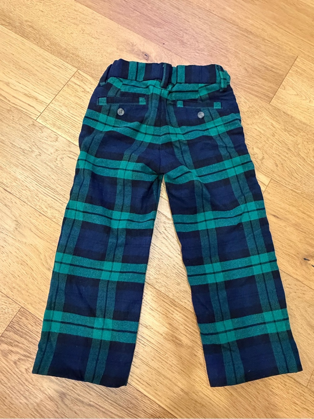 Janie and Jack Green and Navy Plaid Kids Trousers